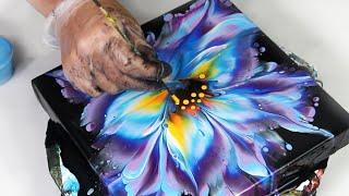  Reverse Flower Dip Technique - Acrylic Pour Painting