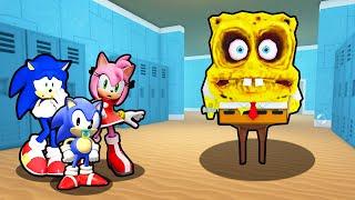 SONIC FAMILY VS SPONGEBOY.EXE SCHOOL ESCAPE IN ROBLOX