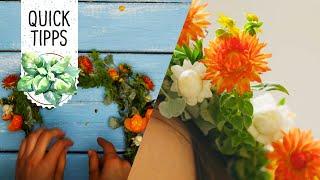 Blumenkranz binden / DIY: einfacher Haarkranz mit echten Blumen - Volmary QuickTipps