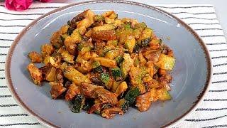 Zucchini with mushrooms. It’s so delicious that I make it every day!