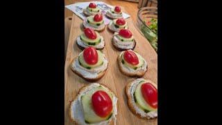 Toasted brioche, Goat Cheese,  cucumber, cherry tomatoes,  tasty bites.