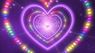 Heart Tunnel BackgroundNeon Heart Light Dots  | Heart Wallpaper Video | Animated Background Video