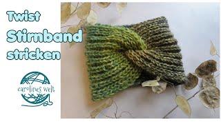 Twist Stirnband stricken für Anfänger mit tiefergestochenen Maschen (Vollpatent)