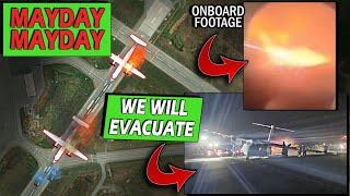 LANDING GEAR COLLAPSE + FIRE | Emergency Evacuation on Runway!