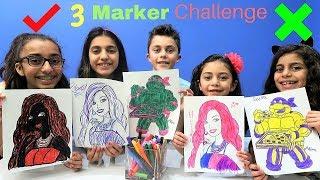 3 MARKER CHALLENGE With Barbie and Ninja Turtles!!!