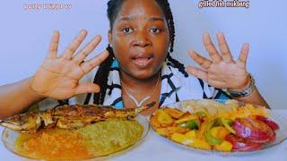 CAMEROON/AFRICAN FOOD MUKBANG | GRILLED FISH AND FRIED RIPE PLANTAIN (DODO).EAT WITH PETTY BRIGHT TV