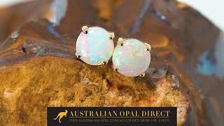 Gold Earrings, Green Earrings, Opal Stud Earrings - Australian Opal Direct | Worldwide Shipping