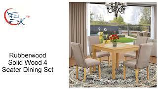 Wooden Dining Table Set : Rubberwood Solid Wood 4 Seater Dining Set