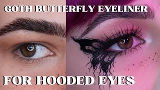 how to do goth/alt butterfly eyeliner on hooded eyes || in depth makeup tutorial