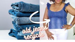 Don’t throw your old jeans make a simple top with it