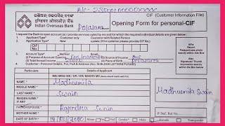 Bank form fill up||indian oversease bank CIF form fill up||indian oversease kyc form fill up||IOB.