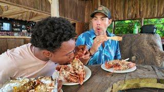 Wicked Jamaican Eating!! RAW Jamaican Cooking & Eating Skills!!