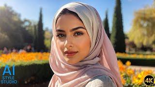 4K AI Art Lookbook Video of Arabian AI Girl ｜ An Arab AI Girl in Hijab Bathed in Sunlight