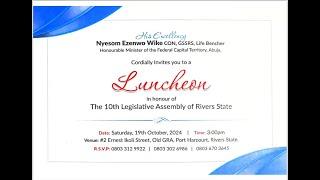 [LIVE] PH: FCT MINISTER HOSTS LUNCHEON IN HONOUR OF THE 10TH LEGISLATIVE ASSEMBLY IN RIVERS STATE