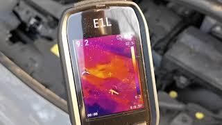 vw id3 heating test at +10 Celsius fan blows max +62 Celsius inside, measured with heat camera