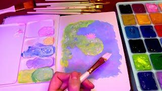 ASMR Painting with Gouche (Whispered, Art Journalling)