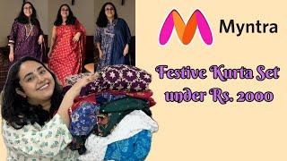 Myntra Festive Kurta Set Haul | PLUS SIZE Kurta set Haul with Dupatta under Rs. 2000| Spriha Sanjay