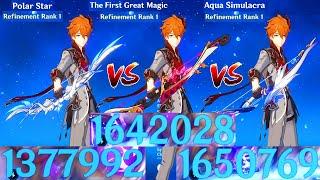 Childe C0 The First Great Magic R1 vs Polar Star R1 vs Aqua R1 Nuke & Charged DMG Comparison