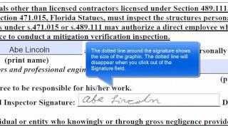 Insert Inspector's Signature into WindSurance Wind Mitigation Report