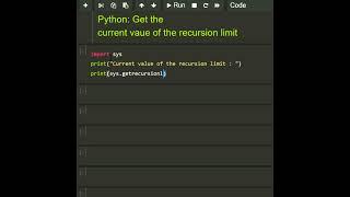 #python Get the current value of the recursion limit