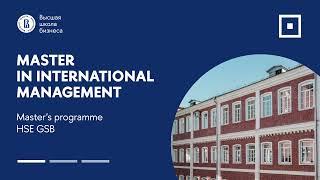 Master’s Programme Master in International Management