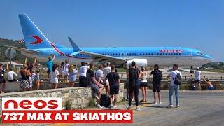 Neos Boeing 737 MAX 8 Low Landing & Takeoff Jetblast at Skiathos | Airport Beach Plane Spotting [4K]