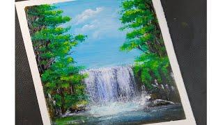 Waterfall painting/ Simple Acrylic Art/ #Shorts