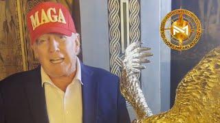 President Trump receiving "The Presidential American Patriot" "Gold Edition" Sculpture