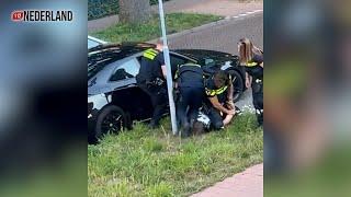 Arrestatie na achtervolging, politiewagen vliegt in brand