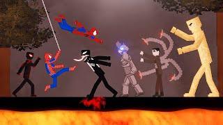 Super Heros vs Sinister Six on Lava in People Playground