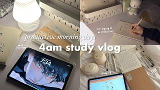 4am study vlog ️ full day study routine, early mornings, lots of studying + anime, making coffee