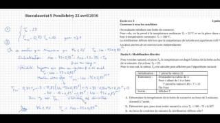 Terminale S-Pondichery avril 2016- Exercice 5 (1/2) - fonctions - sujet bac corrigé