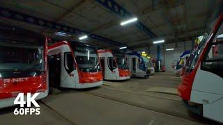 Starting up a tram at the depot |  HTM Line 9 |  The Hague | 4K Tram Cabview | Siemens Avenio