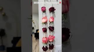 DIY Real Rose flower Garland  #desi #viral #hack #garland #ideas  #creative #trending #bridal #diy