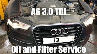 Audi A6 3.0 TDI Oil and Filter Change Service How To DIY C7 2011-2018 Mann HU8005z CLAB Engine