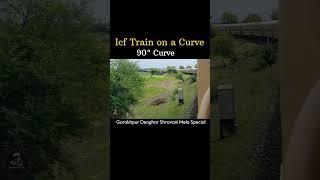 90° curve ICF Train #passengertrain #trendingshorts #shorts #railography #icf #utkrishticf #blueicf