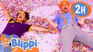 Blippi and Meekah Make Colorful Confetti Angels  Blippi Educational Kids Videos | After School