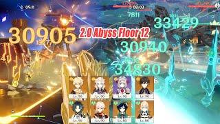 4 Geo & 4 Anemo Character 2.0 Abyss Floor 12 Gameplay 9 Star - Genshin Impact