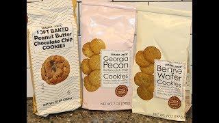 Trader Joe’s Cookies: Peanut Butter Chocolate Chip, Georgia Pecan Butterscotch Chip, Benne Wafer