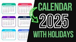 CALENDAR 2025 WITH HOLIDAYS | 2025 CALENDAR COMPLETE