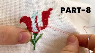 Çiçekli etamin havlu işleme | Yeni başlayanlar için | cross stitch towel embroidery for beginners |