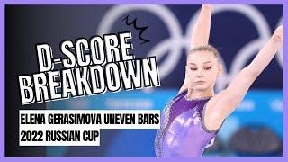 Elena Gerasimova uneven bar 2022 Russian cup D-score breakdown