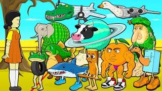 ITALIAN BRAINROT AI ANIMALS PLAY SQUID GAME! Cartoon Animation