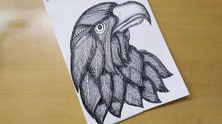 How to draw Easy Mandala art of Eagle | Parrot | Flying Bird | Zentangle Doodle art | Quick drawing