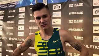 Jakob Ingebrigtsen after 3:43.73 mile at 2023 Bowerman Mile