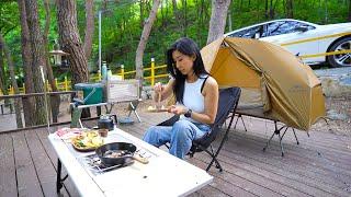 [242] Camping alone on a hot summer day.