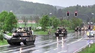 U.S. Tanks & Howitzers Passing Through German Town