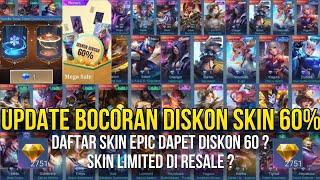 UPDATE BOCORAN DISKON SHOP 60% SKIN EPIC LIMITED DI RESALE ?! SEMUA SKIN 1 DIAMOND EVENT 11.11 MLBB