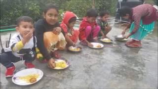 kids Picnic - egg curry cooking by four to ten years old village Children