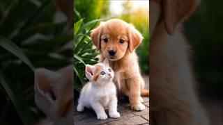 cute puppy and kitten adorable video #cat #catlover #kitten #puppy #dog #doglover #trending #shorts